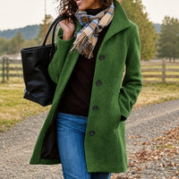 Harper - Warmer, mittellanger Mantel – Grün
