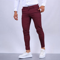 Arjun - Elegante und eng geschnittene Herren-Anzugshose – Burgunderrot