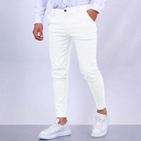 Arjun - Elegante und eng geschnittene Herren-Anzugshose – Weiß