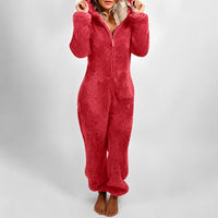 Jasmine - Bequemer Damen-Kapuzen-Overall – Rot