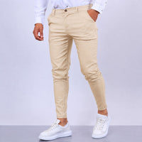 Arjun - Elegante und eng geschnittene Herren-Anzugshose – Aprikose