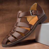 Sofronio - Klassische und komfortable Herrensandalen – Kaffee