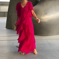 Riza - Elegant geschnittenes Plisseekleid – Rosa