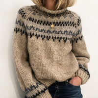 Oona - Komfortabler isländischer Rollkragenpullover – Taupe
