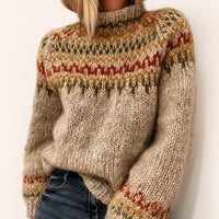 Oona - Komfortabler isländischer Rollkragenpullover – Khaki