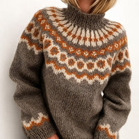 Oona - Komfortabler isländischer Rollkragenpullover – Dunkelbraun