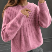 Taimi - Ein natürlicher und eleganter Damenpulli – Dunkelrosa