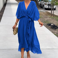 Loisa - Luftiges Kleid mit V-Ausschnitt – Blau