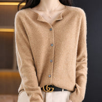 Ina - Eleganter Damenpullover mit Rundhalsausschnitt – Hellbraun
