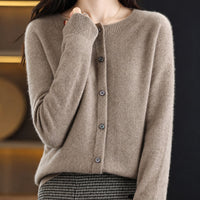 Ina - Eleganter Damenpullover mit Rundhalsausschnitt – Braun