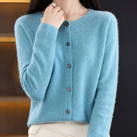 Ina - Eleganter Damenpullover mit Rundhalsausschnitt – Hellblau