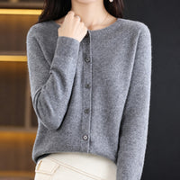 Ina - Eleganter Damenpullover mit Rundhalsausschnitt – Grau