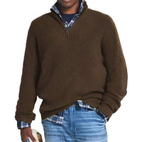 Charlton - Herrenpullover mit Reißverschluss für Wärme – Braun