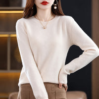 Erica - Bequemer Damenpullover mit Rundhalsausschnitt – Beige