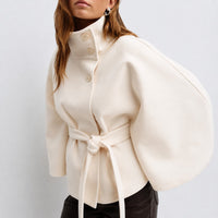 Loraine - Schicke Damenjacke mit Gürtel – Beige