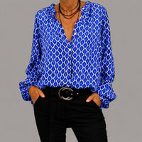 Zara - Locker sitzende Bluse mit V-Ausschnitt – Blau