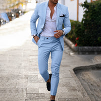 Mikael - Set aus Blazer und Hose – Hellblau