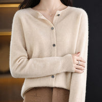 Ina - Eleganter Damenpullover mit Rundhalsausschnitt – Khaki