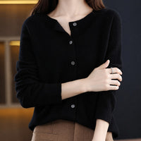 Ina - Eleganter Damenpullover mit Rundhalsausschnitt – Schwarz