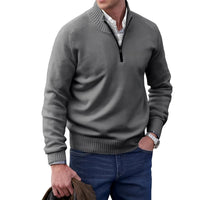 Gabriel - Komfortabler Herrenpullover mit Zipper – Grau