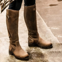 Athena - Vintage-inspirierte hohe Stiefel – Braun