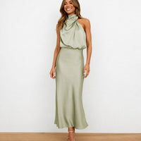 Hansel - Schickes Cocktail-Midikleid – Hellgrün