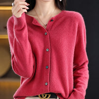 Ina - Eleganter Damenpullover mit Rundhalsausschnitt – Dunkelrosa