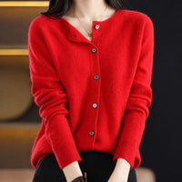Ina - Eleganter Damenpullover mit Rundhalsausschnitt – Rot
