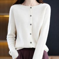 Ina - Eleganter Damenpullover mit Rundhalsausschnitt – Weiß