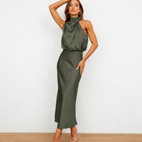 Hansel - Schickes Cocktail-Midikleid – Militärgrün