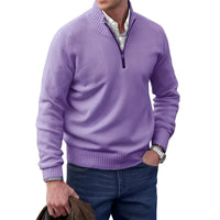 Gabriel - Komfortabler Herrenpullover mit Zipper – Violett