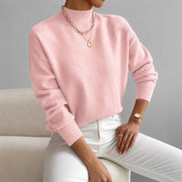 Roxana - Eleganter Damenpullover mit mittelhohem Kragen – Rosa