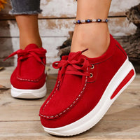 Adeline | Damen Plateau Schnürsneaker – Rot