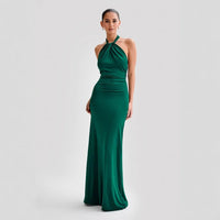 Adrianna | Damen Maxi-Halterkleid Fließend Elegant – Grün