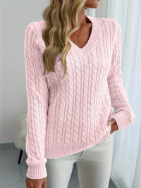 Zivah - Stylischer Gerippter Pullover Mit V-Ausschnitt – Rosa