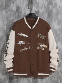 Coli | Collegejacke mit Hipster-Buchstabenmuster – Kaffee