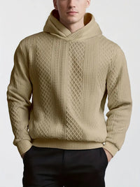 Karah - Langärmeliger Strick Kapuzenpullover – Khaki