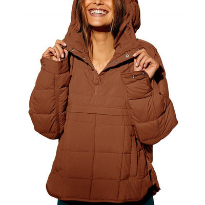 Meia | Warme Hoodie-Daunenjacke für Frauen – Dick und Baumwollgepolstert