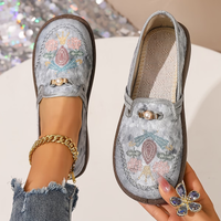 Juniper - Bestickte Slipper – Grau