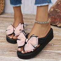Aria | Damen Bowknot Dekor Plattform Flip Flops – Rosa