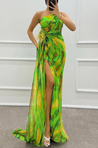 Damen Ein Schulter Asymmetrisches Hochzeitsgast Kleid | Maxi – Grün