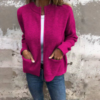 JENELL - STRICKJACKE MIT GROSSEN TASCHEN – Rosa