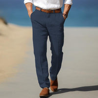 HERRLICHE PREMIUM-LINENHOSE (MIT GÜRTELSCHLAUFEN) – Marine