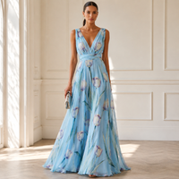 Agathe | Stilvolles Langes Maxikleid – Himmelblau
