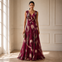 Agathe | Stilvolles Langes Maxikleid – Burgunderrot