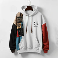 ALBRECHT - BEDRUCKTER KAPUZENPULLOVER – Weiß