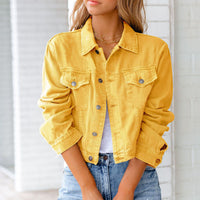 Albertina | Damen Jeansjacke Kurz Geschnitten Relaxed – Gelb