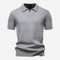 Aldric | Herren Kurzarm Poloshirt mit Strukturmuster – Hellgrau