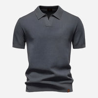 Aldric | Herren Kurzarm Poloshirt mit Strukturmuster – Dunkelgrau
