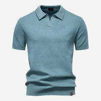 Aldric | Herren Kurzarm Poloshirt mit Strukturmuster – Blau